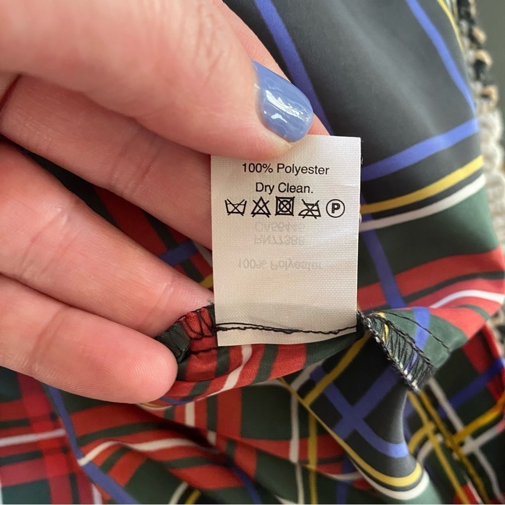 J. Crew Red Green Black Blue Tartan Christmas Holiday Plaid Ruffle Tank Top 0 - Picture 13 of 13